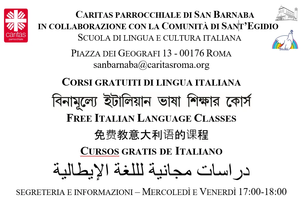 Corso gratuito di italiano per stranieri